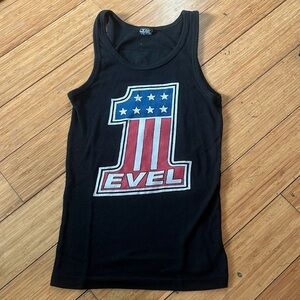 Vintage Evel Knievel Tank Top Black Red White and Blue in size XS 100% cotton